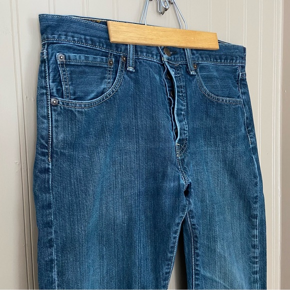 Levi’s Men’s 501 Dark Blue/Grey Wash Denim Orig. Fit Bootcut Jeans Size W31 L30 - Picture 4 of 6